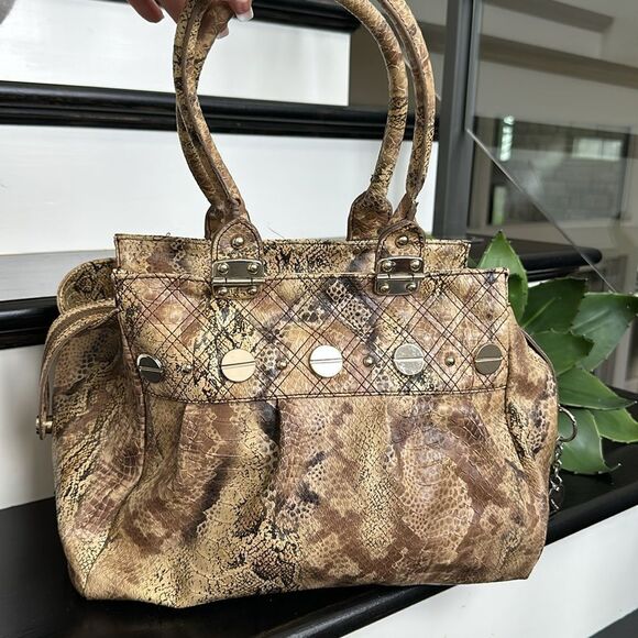 Jessica Simpson vegan leather crocodile python and bossed shoulder handbag purse - Picture 1 of 12